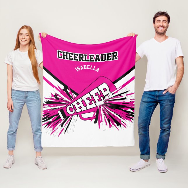 För en CheerLeader 📣 - Shock rosa, Vit och Svart Fleecefilt (På plats)