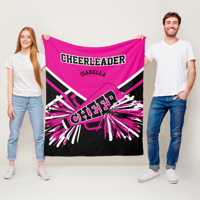 För en CheerLeader 📣 - Shock rosa, Vit och Svart Fleecefilt (På plats)