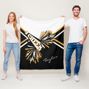 För en CheerLeader 📣 - Vit, Guld & Black - Lit Fleecefilt