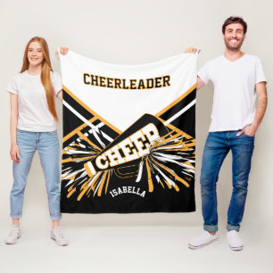 För en CheerLeader 📣 - Vit, Guld och Svart Fleecefilt