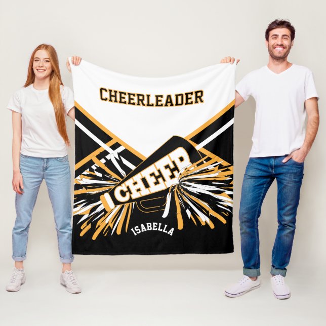 För en CheerLeader 📣 - Vit, Guld och Svart Fleecefilt (På plats)