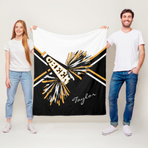 För en Cheerleader - White, Guld & Black - Med. Fleecefilt