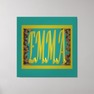 FÖR EN GIRL KALLAD EMMA MARINE BLUE SMÅSTEN CANVASTRYCK