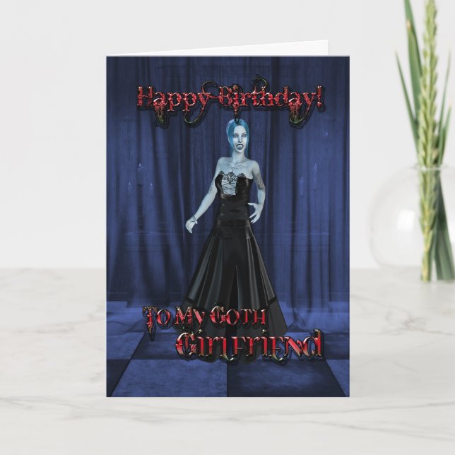 För en Goth-flickvän, ett Vampyre-födelsedagskort Kort (Framsida)