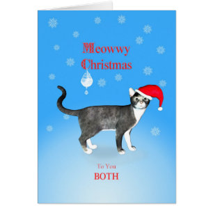 För en koppla ihop Meowwy julkatt Hälsningskort