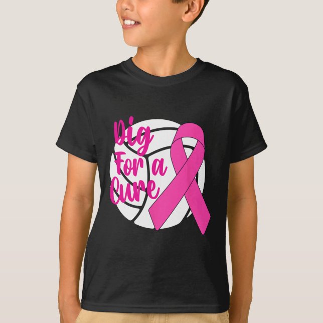 För en ren bröstcancermedvetenhet med Volleyball-R T Shirt (Framsida)