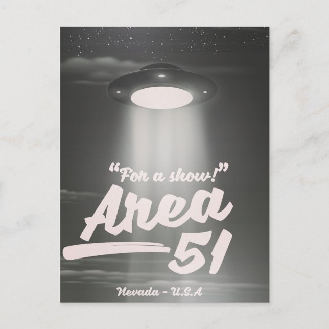 "För en show" Area 51 monoaffisch Vykort (Framsida)