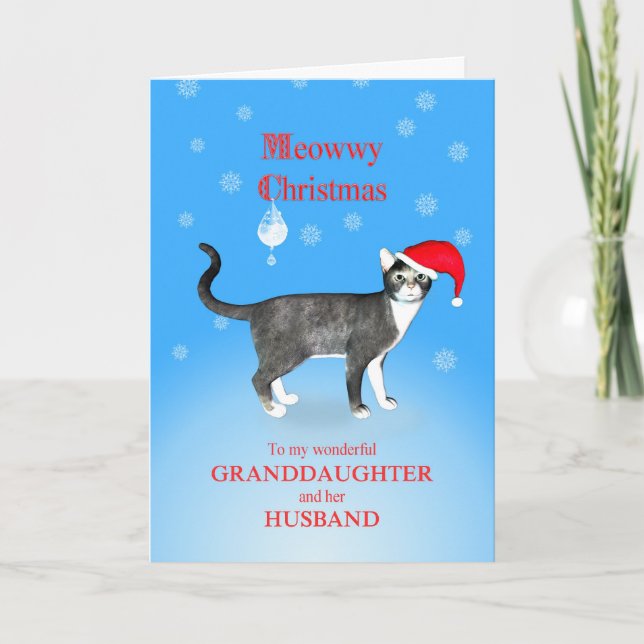 För en sondotter och make God Jul Mew Helgkort (Framsida)