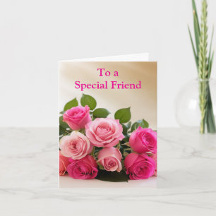 För en Speciell Friend Rosa Gul ros Birthday Kort