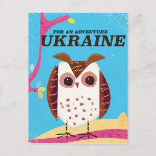 För en Ukraina-äventyrs-uggla vintage affisch Vykort