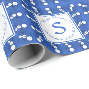 För enfaldig Monogram för jul tecknadsnögubbe för Presentpapper