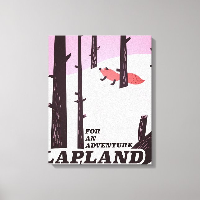 'För ett äventyr' vintage-Lapplandsposter Canvastryck (Framsida)
