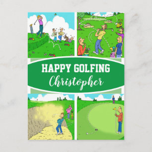 För ett Golfer- eller Golf Player Lycklig Golfing- Vykort