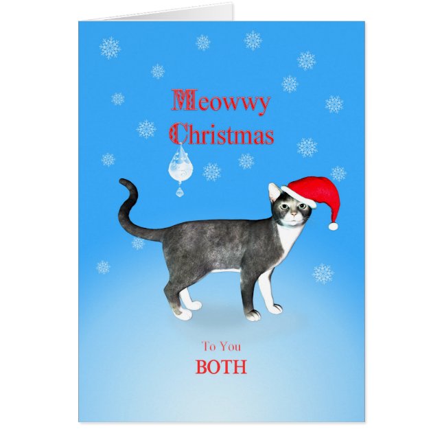 För ett par, Meowwy-julkatt Hälsningskort (Framsidan)