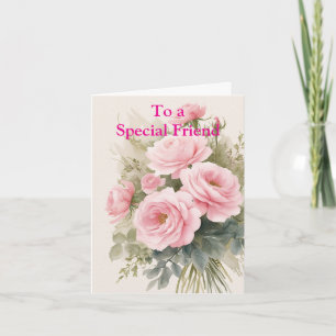 För ett Speciellt födelsedagskort för Friend Rosa Kort