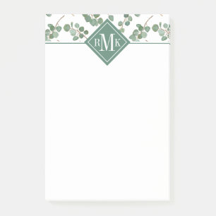 För Eucalyptussilver för Monogram lövverk fö Post-it Block
