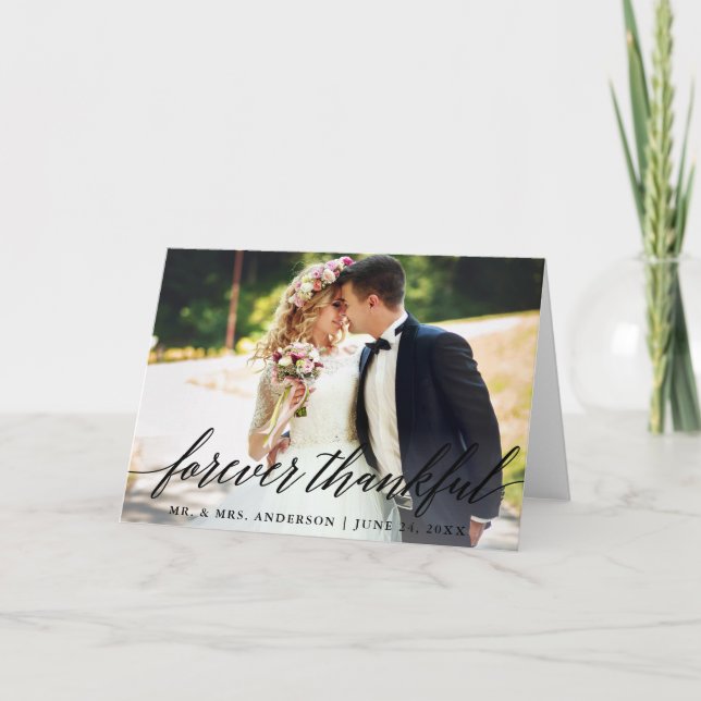 För evig, modern kalligrafi, Bröllop-fold Tack Kort (Framsida)