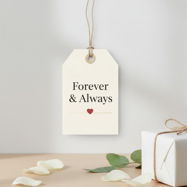 För evigt & Alltid | Minimalistisk Hjärtlig Romant Presentetikett (Skapare uppladdad)