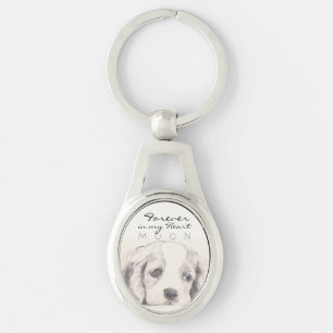 För evigt i min hjärtahusdjurminnessak Keychain Ovalt Silverfärgad Nyckelring
