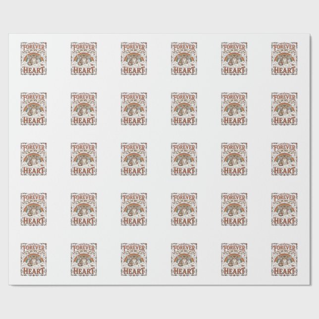 För evigt i mitt hjärta Kattminnesmärke Regnbågsbr Presentpapper (Platt)