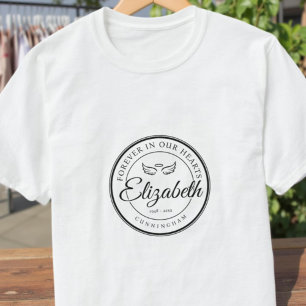 För evigt i vår Hearts Funeral Memorial Angel Ving T Shirt