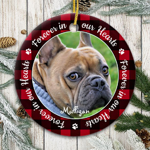 För evigt i vår Hearts Red Play Pet Hund Memorial Julgransprydnad Keramik