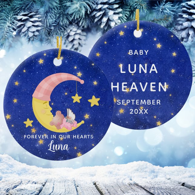 För evigt i vår minnesstund i Flicka jul Julgransprydnad Keramik (Forever In Our Hearts Memorial Baby Girl Christmas Ceramic Ornament
)