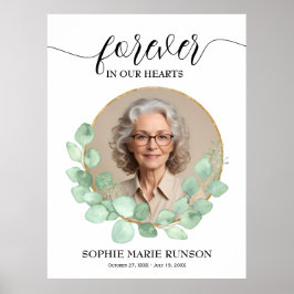 För evigt i våra Hearts Eucalyptus Funeral Poster