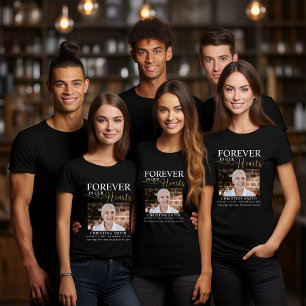 För evigt i våra hjärtan Begravningsfoto Minnes- T Shirt
