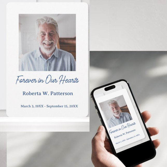 För evigt i våra hjärtan Foto Begravningsminne Tack Kort (Forever in Our Hearts Photo Funeral)