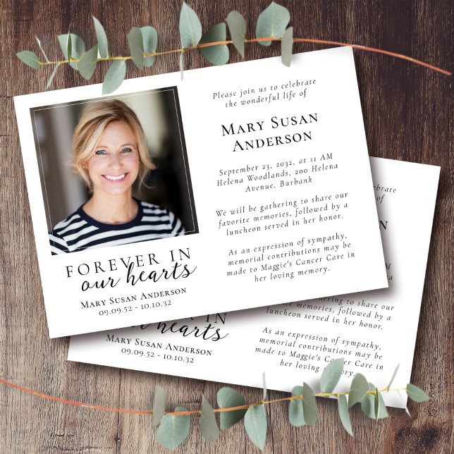 För evigt i våra hjärtan - fotobegravning inbjudningar (Skapare uppladdad)