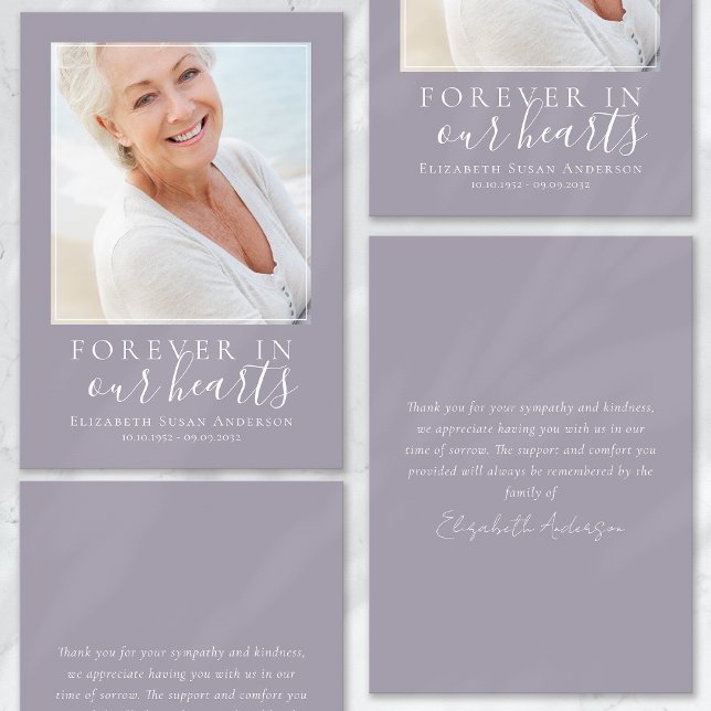 För evigt i våra hjärtan - fotobegravning tack kort (Skapare uppladdad)