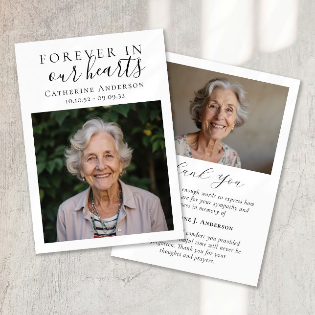 För evigt i våra hjärtan - fotobegravning tack kort (Skapare uppladdad)