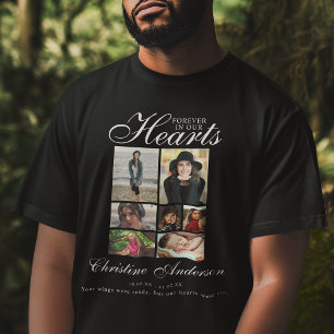 För evigt i våra hjärtan Fotokollage Minnesstund T Shirt