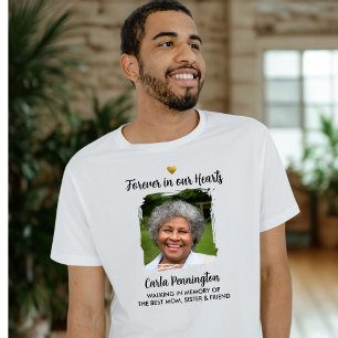 För evigt i våra hjärtan minnes Anpassad text Foto T Shirt