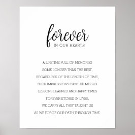 För evigt i våra hjärtan minnesväggkonst poster