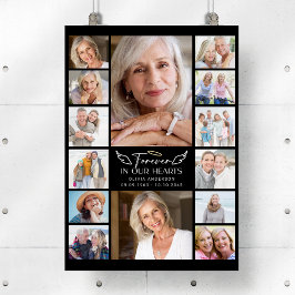 För evigt i våra hjärtan Multi Foto Collage Minnes Poster