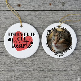 För evigt i våra hjärtan Röd Grafik Julgransprydnad Keramik