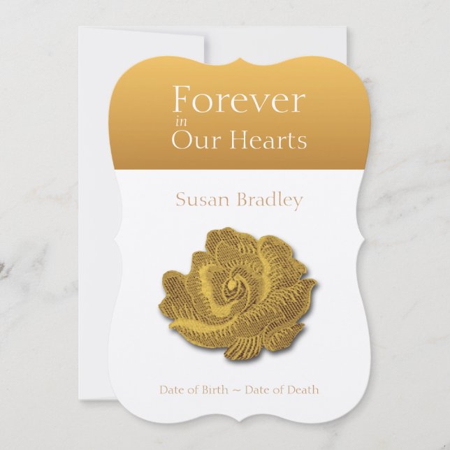 För evigt i våra hjärtor steg 1 begravnings- inbjudningar (Framsida)