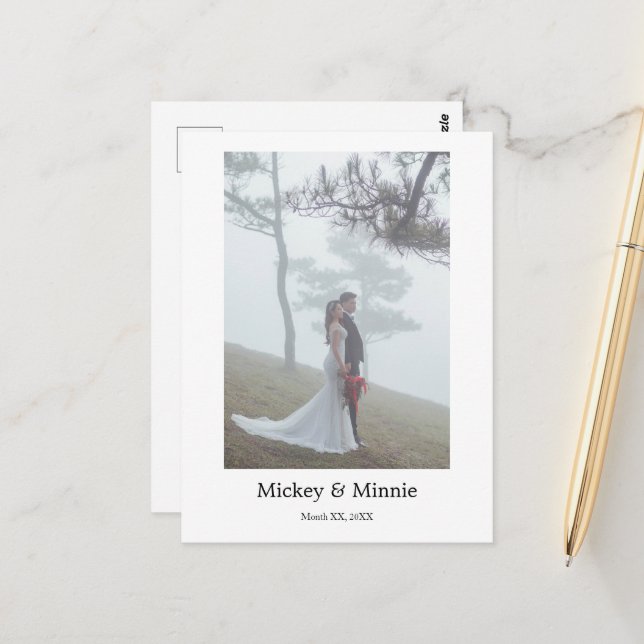 För evigt ihågkommen anpassad bröllopsfoton postko vykort (Fram/Back In Situ)