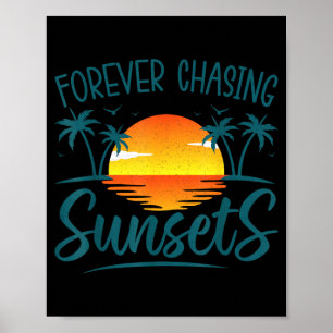 För evigt jaga solnedgång solsken sommar strand poster