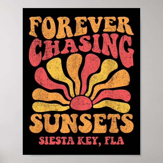 För evigt jaga solnedgångar Siesta Key Beach Flori Poster (Framsidan)