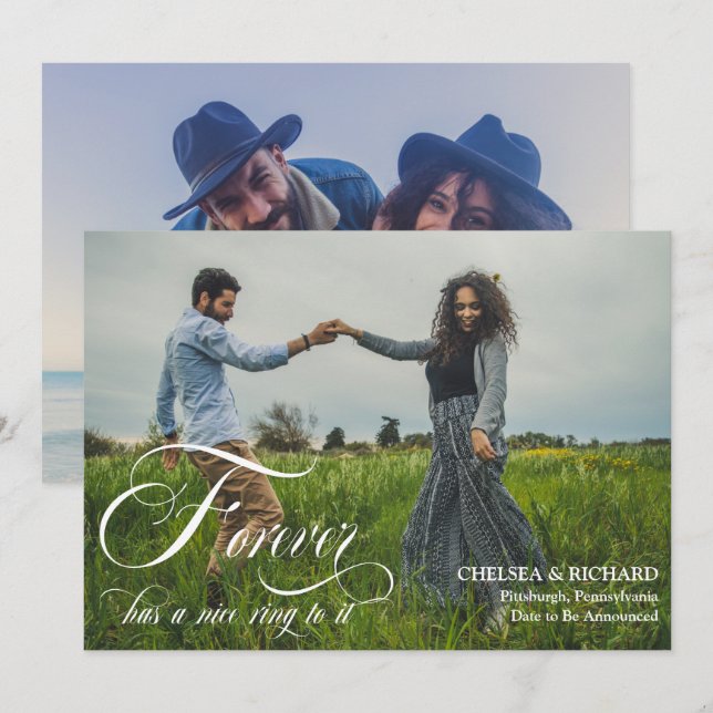 För evigt låter bra 2 foton Förlovning Meddelande (Fram/baksida)