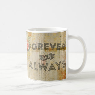 För evigt och blommar alltid vintage kaffemugg