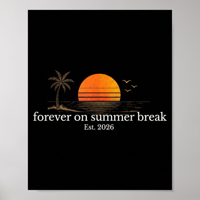 För Evigt På Sommarlov Est 2026 Retro Strand Poster (Framsidan)