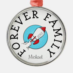 För evigtfamiljen lurar den Retro Rocketship Julgransprydnad Metall