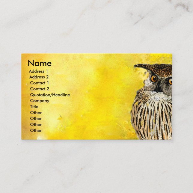 För fågeldesign | för UGGLA yrkesmässiga Visitkort (Framsida)