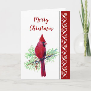 För fågelScripture för jul röd huvudsaklig Helgkort