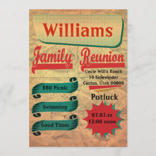 För familjmöte för vintage Retro inbjudan