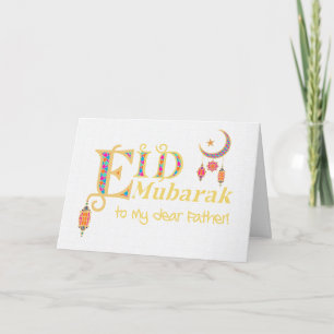 För Far Eid Mubarak Lanternes Måne Stars Kort